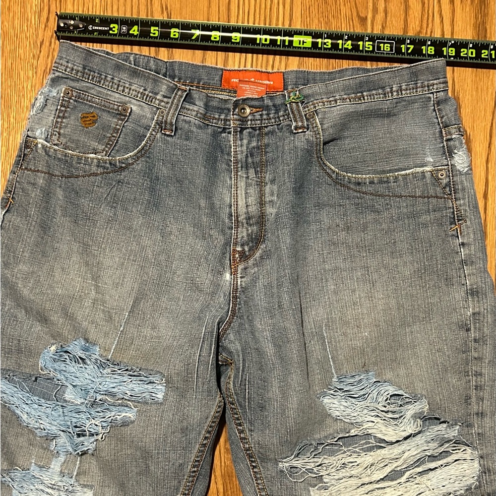 Rocawear Jeans Mens Vntg Baggy Hip Hop Skater Y2K Wide Leg Thrashed Distressed‎ - Picture 5 of 12